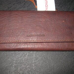 Jack Georges Voyager Collection Clutch Wallet Dark Brown New 100% grain leather